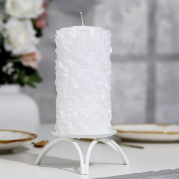 Свеча-цилиндр свадебная "Розы", 14*7,5 см, белая 1499846